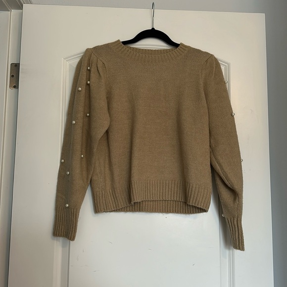 Lush Women’s Tan Pearl Sleeve Sweater - XS - Picture 2 of 6
